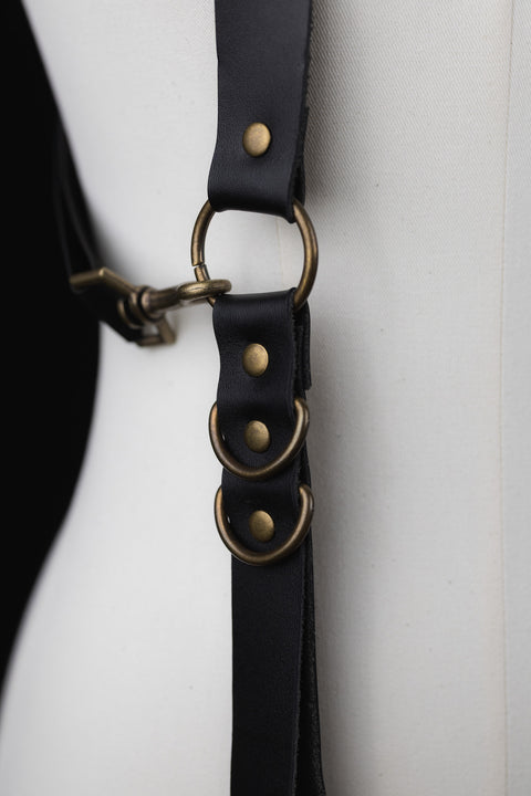 Premium leather suspenders with classic suspender clamp attachments