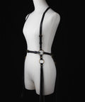 luxury leather harness with statement fringe and sculpted fit option