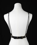 Black leather corset belt for accentuating natural curves