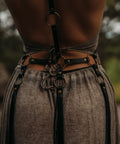 back of bold leather fringe harness for self-expression and movement – bijou by juju