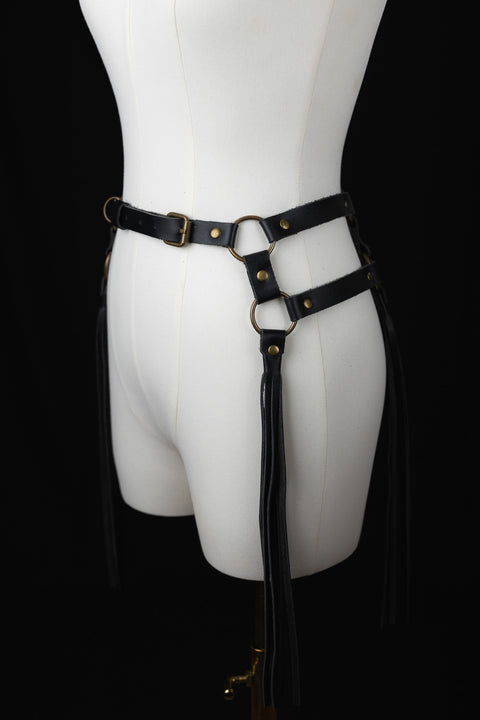 Versatile leather fringe belt for dance, performance, or layering