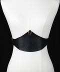 Black leather corset with removable multi-way strap