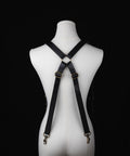 Handcrafted leather suspenders with adjustable front and back sliders