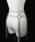 Artisan-made leather fringe belt with dramatic tassels