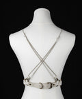 Off-white leather corset with ethically sourced materials