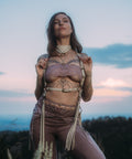 off white bijou by juju leather fringe harness with adjustable shoulder and hip straps