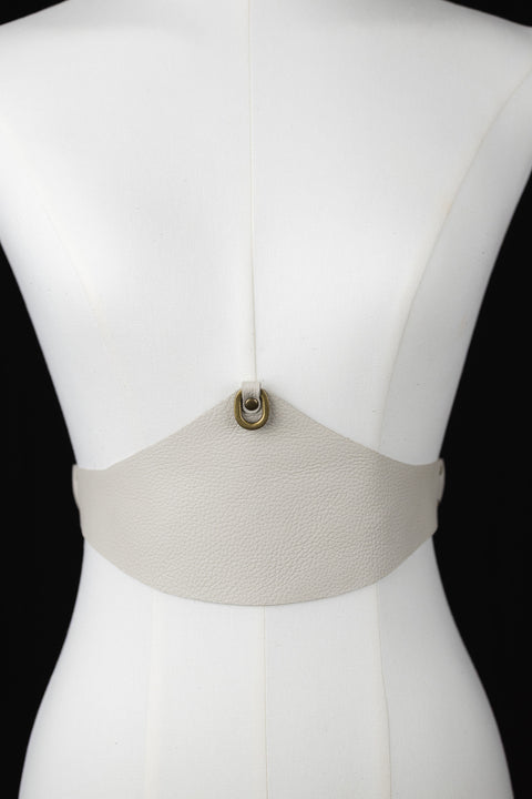Off-white leather corset belt with clean, minimalist lines