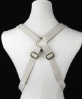 Ethically sourced leather suspenders with interchangeable brass clips and clamps